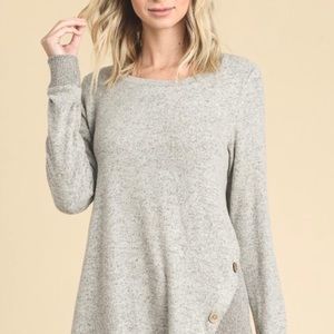 Side button long sleeve tunic in Mocha